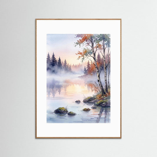 Svensk insjö - akvarell