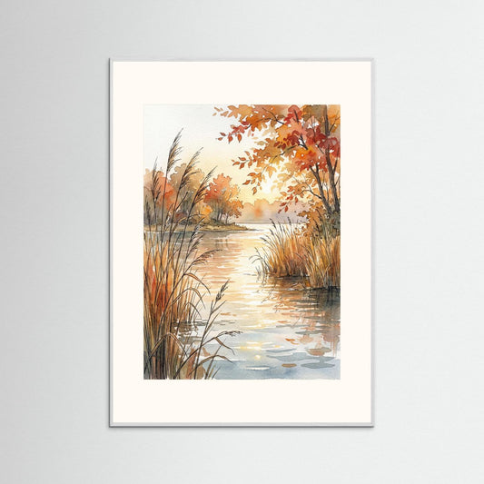 Gäddan lurar i vassen - akvarell