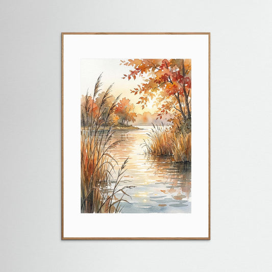 Gäddan lurar i vassen - akvarell